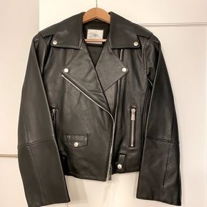 Anine Bing leather moto jacket, size L, black leather
